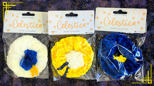 Celestica Scrunchies | Hand Knit Velvet Scrunchies