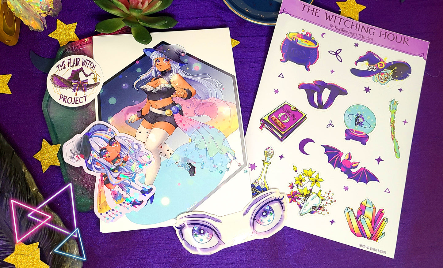 Holographic Witch Sticker | Holo Print, Sticker Sheet Bundle | Flair Witch Project