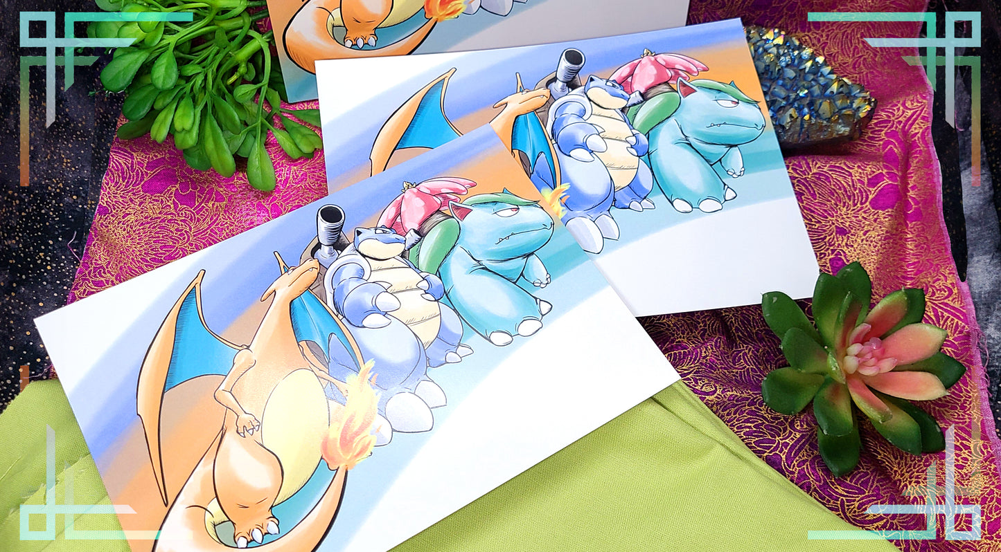Gen 1 Starters Final Evolutions | Print 5 x 7 | Pokemon
