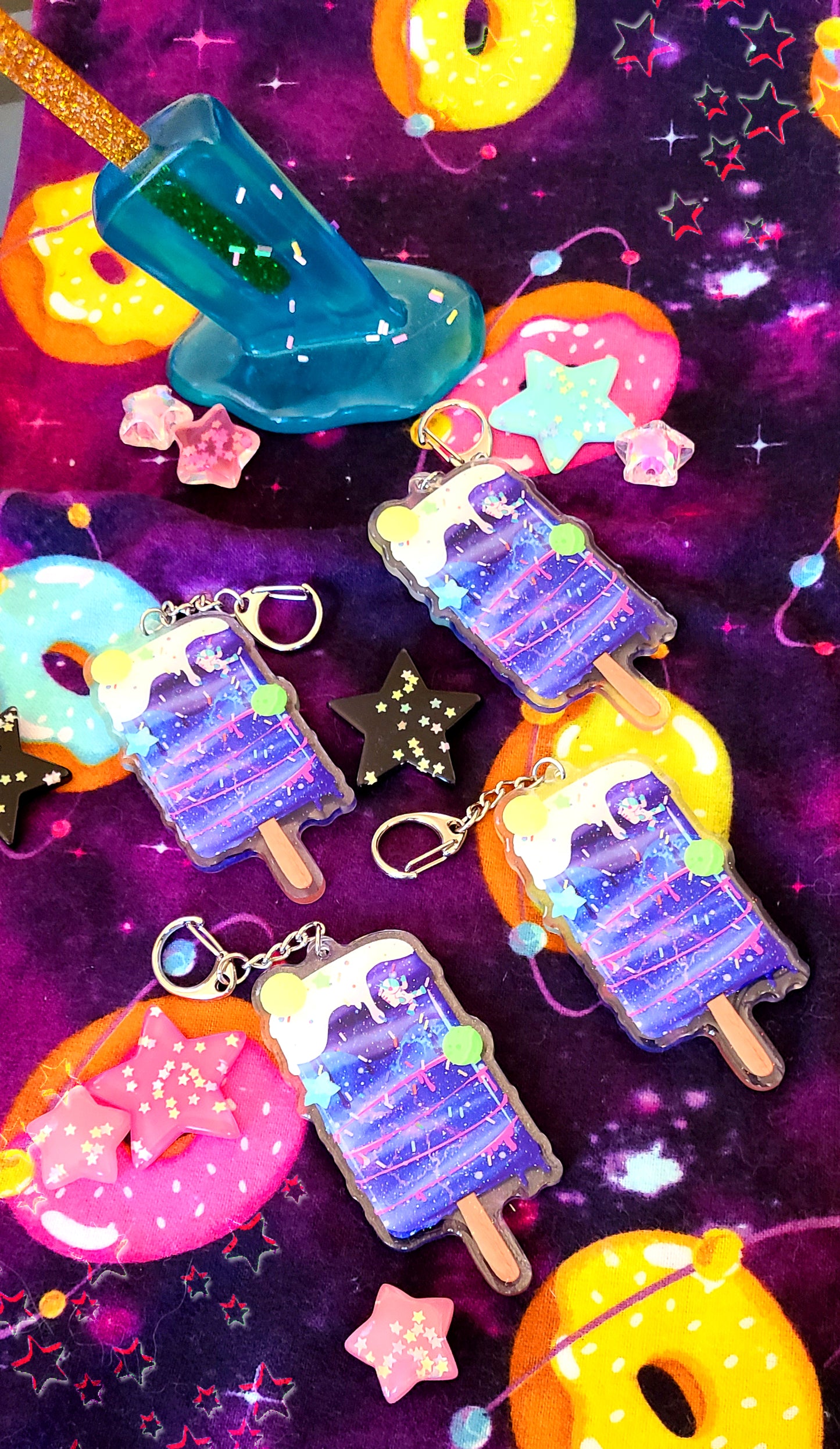 Space Popsicles | Clear Glitter | Keychain