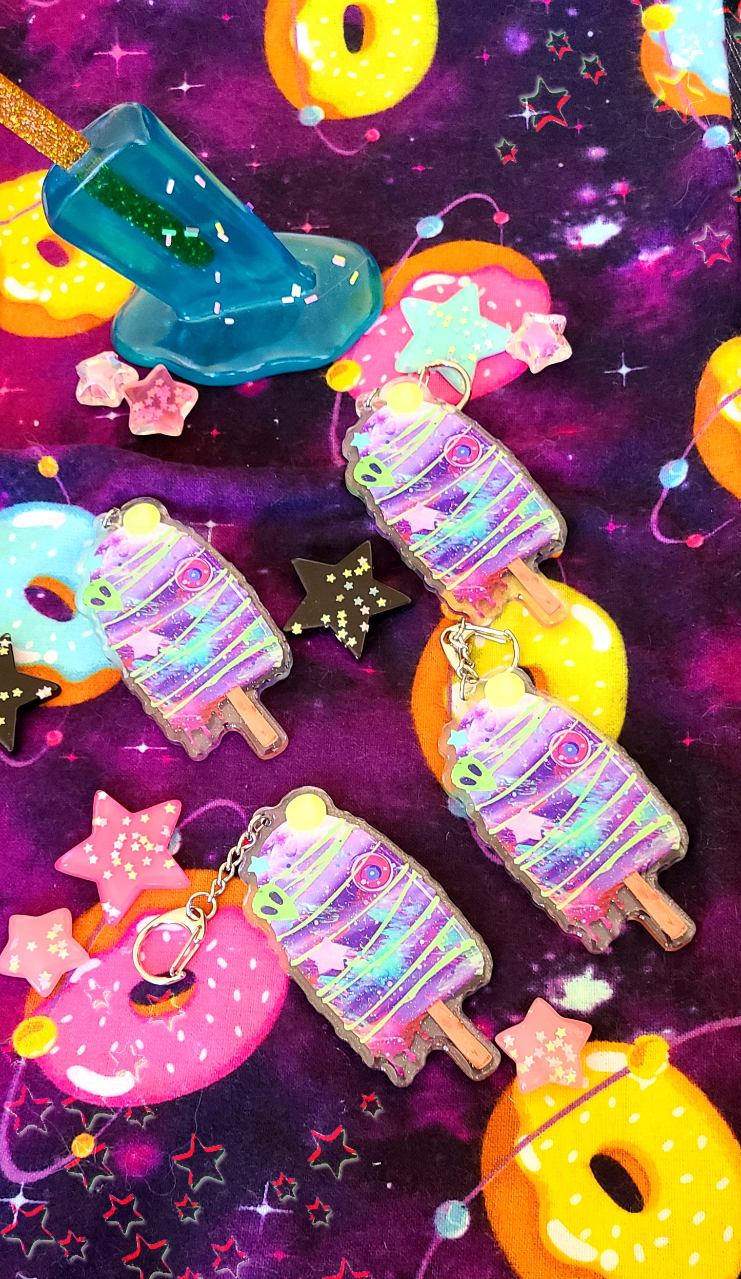 Space Popsicles | Clear Glitter | Keychain