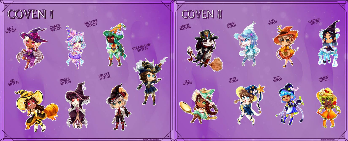 Holographic Witch Acrylic Charm & Sticker | Holo Print, Sticker Sheet Bundle | Flair Witch Project