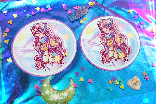 Pastel Retro Girl | Circle Sticker