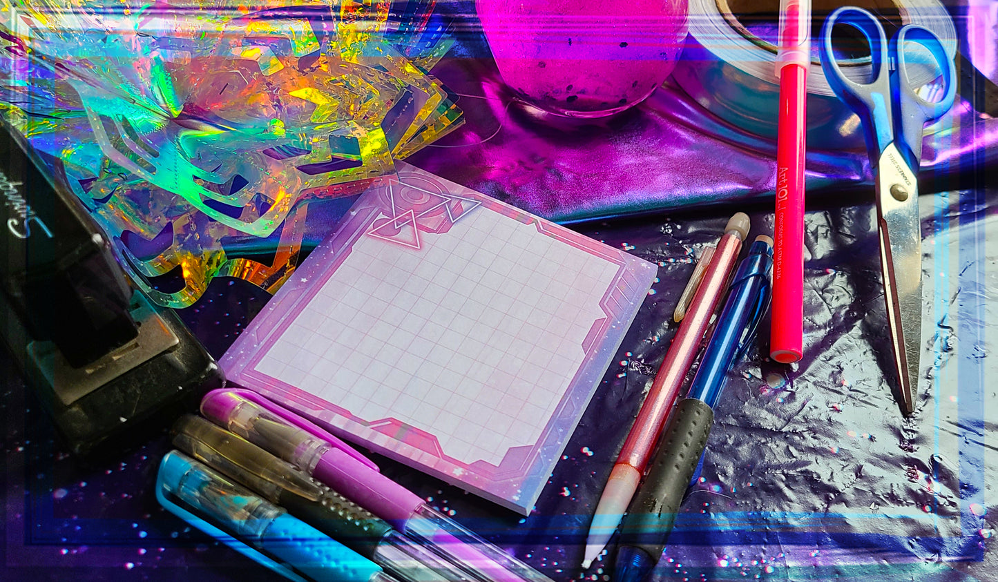 Pink HUD Memo Pad | Cute Stationery | Space Tech Memo Pad | Desk Accessories