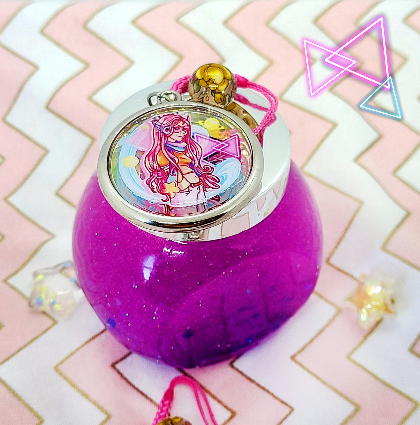 Pastel Retro Girl Charm | Metal Framed Acrylic