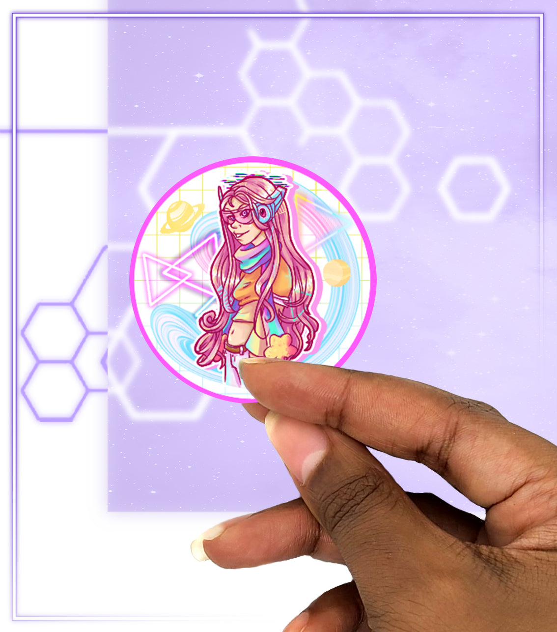 Pastel Retro Girl | Circle Sticker