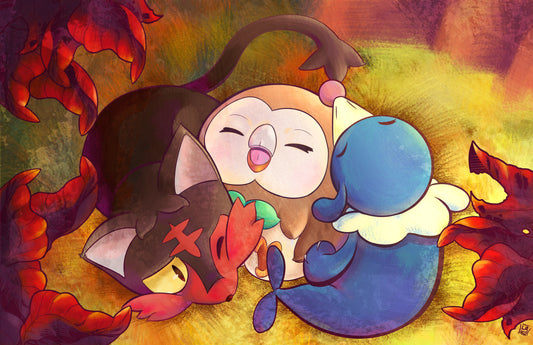 Sleepy Starters | Print Various Sizes | Fan Art | Pokemon