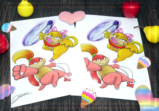 Wendy and Pom Pom | Print Various Sizes | Fan Art | Mario