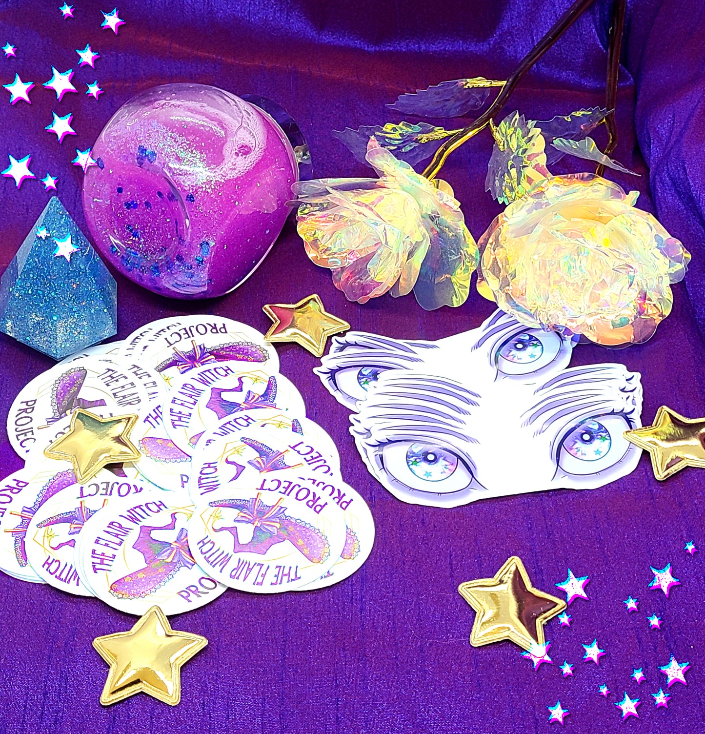 Holographic Witch Acrylic Charm & Sticker | Holo Print, Sticker Sheet Bundle | Flair Witch Project