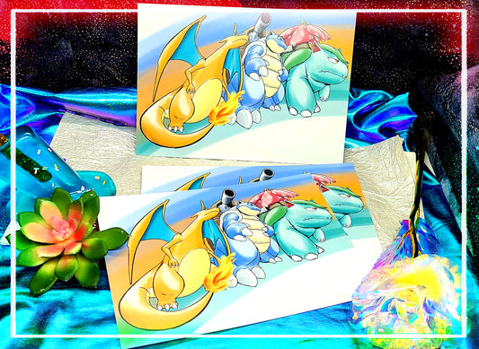 Gen 1 Starters Final Evolutions | Print 5 x 7 | Pokemon