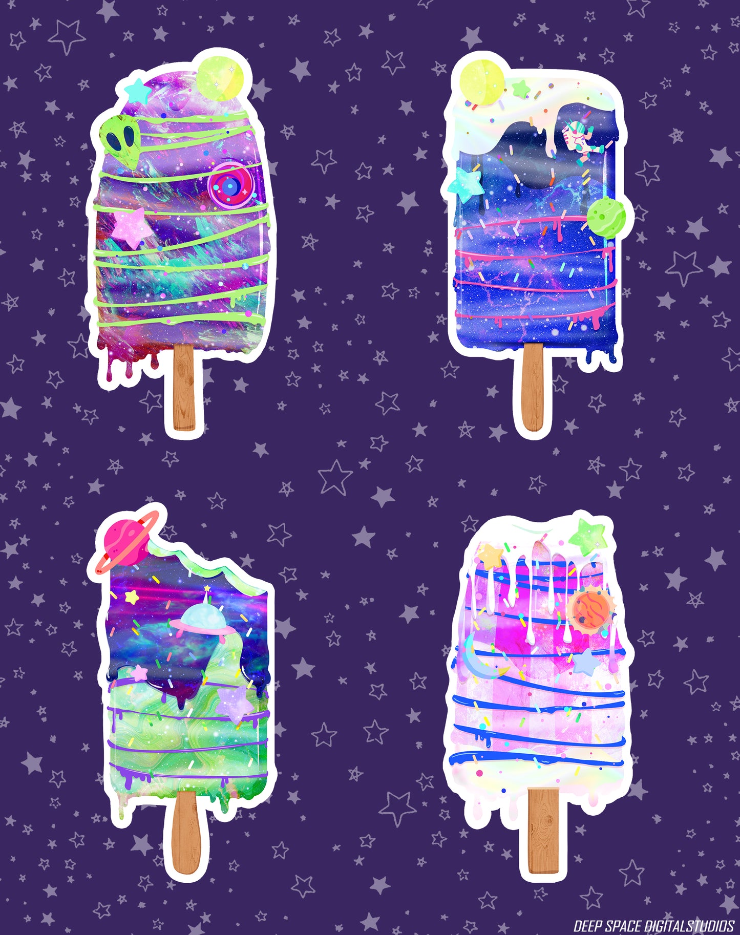 Space Popsicles | Holographic | Sticker pack
