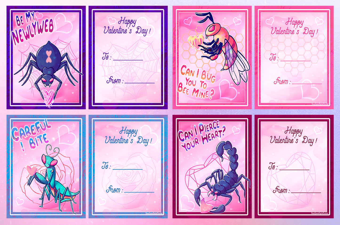 Mate Munchers V-Day Cards | Writable Back