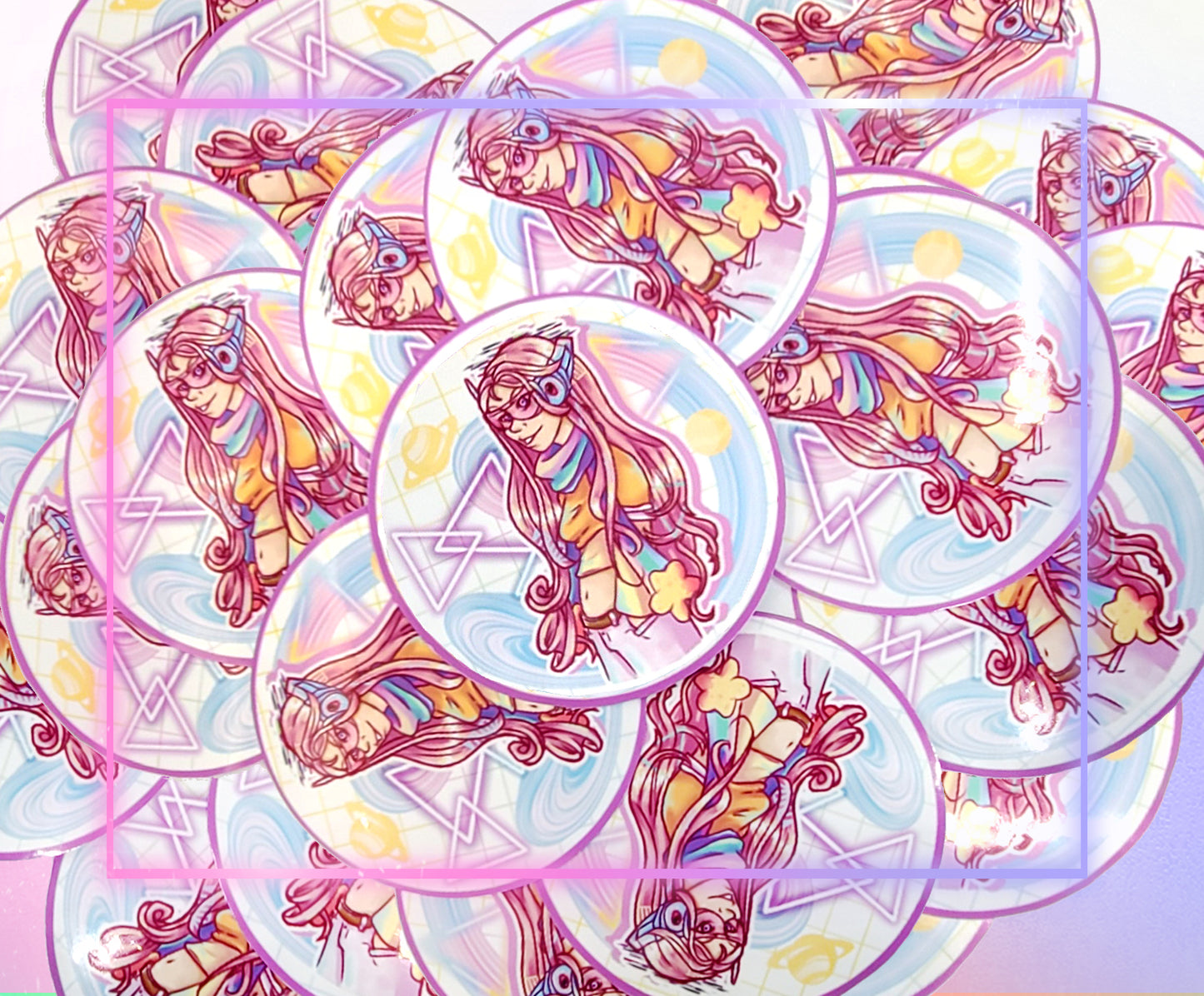 Pastel Retro Girl | Circle Sticker